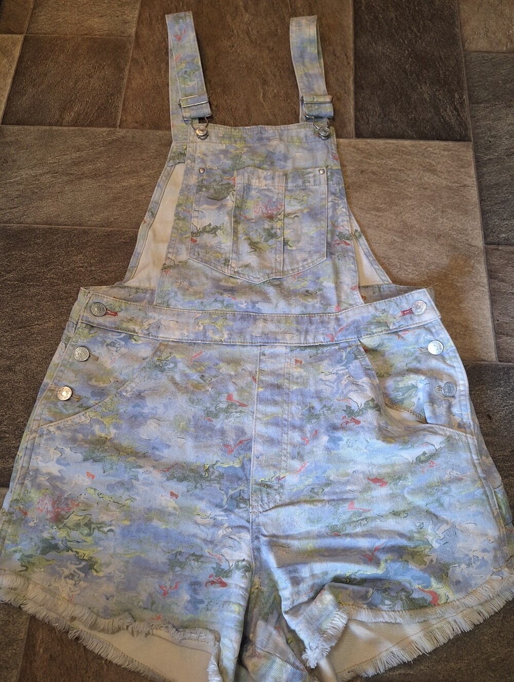 Pilcro Denim Watercolor Floral Shortalls Size 30